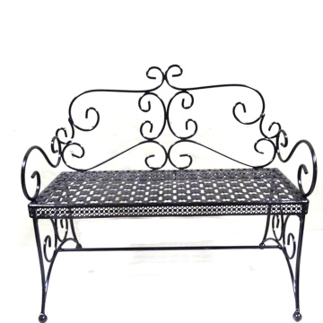 Einzigartige schwarze Metalldekoration Gardem Bench Double Flowerpot Stand Craft